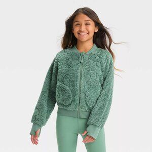 All in Motion Girls' Quilted Fleece Jacket - Green NWT